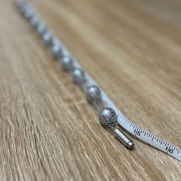 Necklace with Metallic Mesh Detail in Silver Tone | 15” Long. - Picture 7 of 7